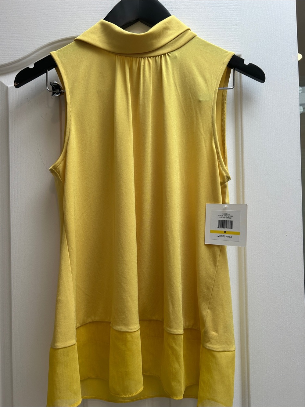 Ellen Tracy Bright Yellow Sleeveless Mock Neck Tank